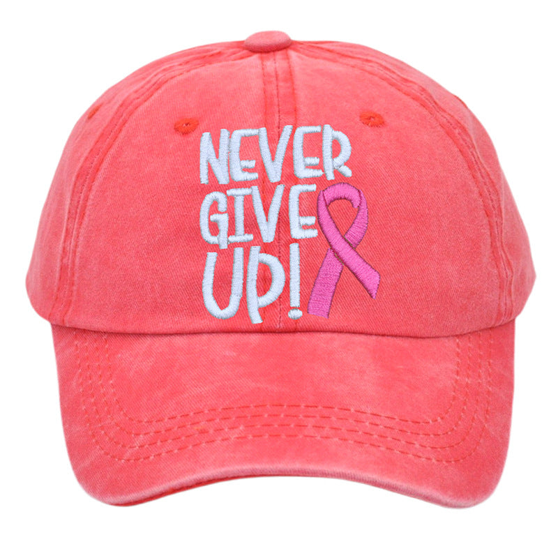Wholesale Breast Ribbon Embroidery Washed Cotton Baseball Cap