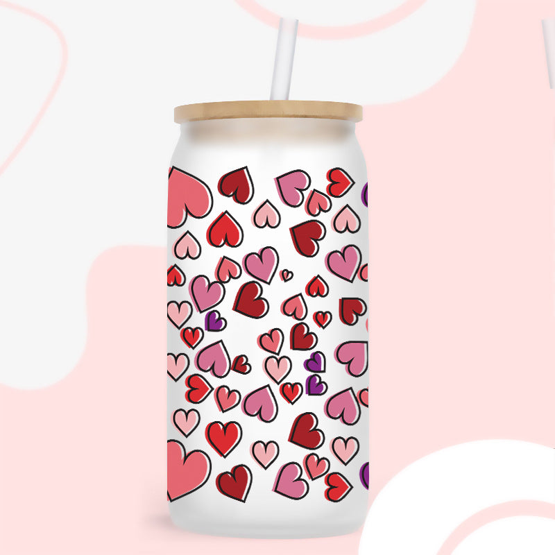 Wholesale Love Skeleton Cartoon Bear Valentine's Day 16oz Cup UV DTF Wraps