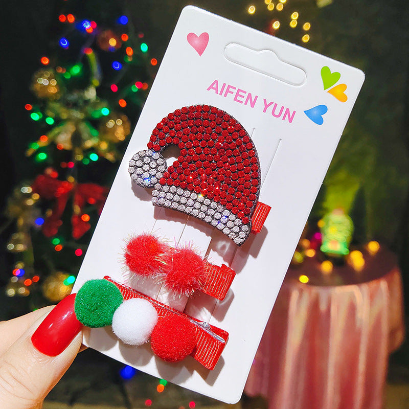 Wholesale Christmas Tree Snowman Fabric Hairpins