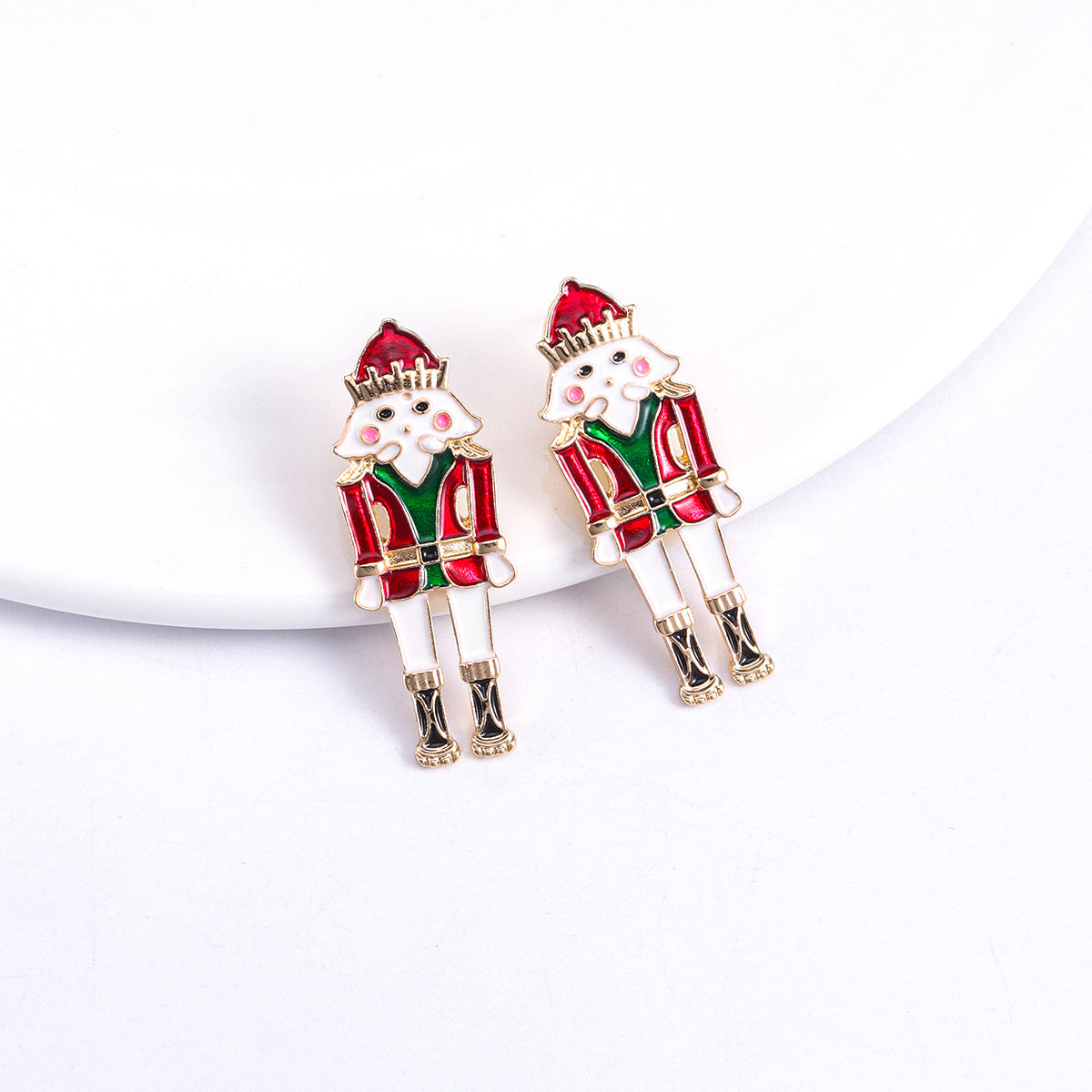 Wholesale Zinc Alloy Cartoon Red Soldier Drop Oil Earrings