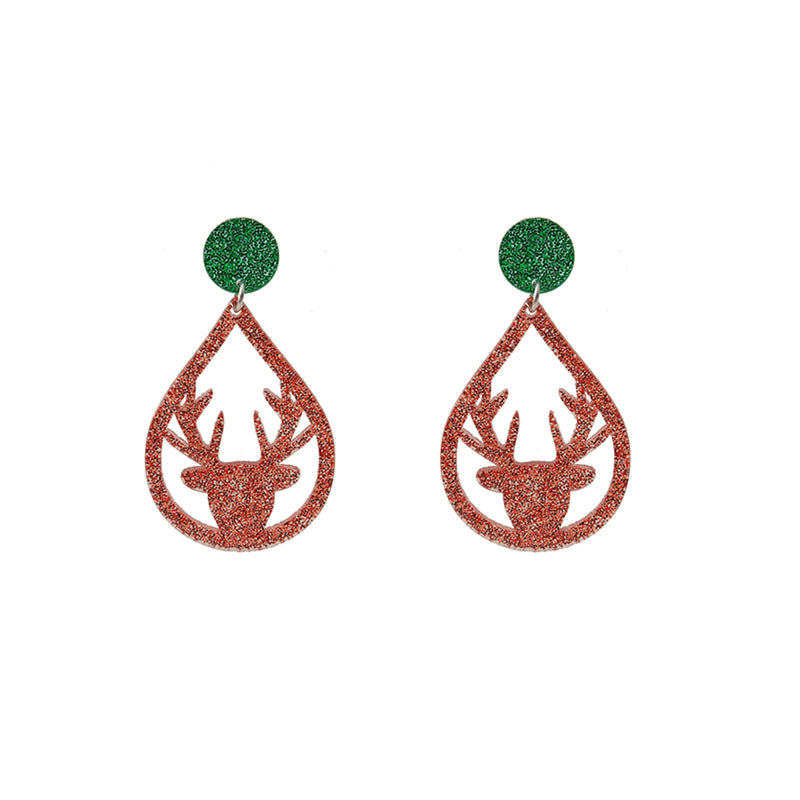 Wholesale Christmas Santa Claus Acrylic Snowflake Elk Hollow Earrings