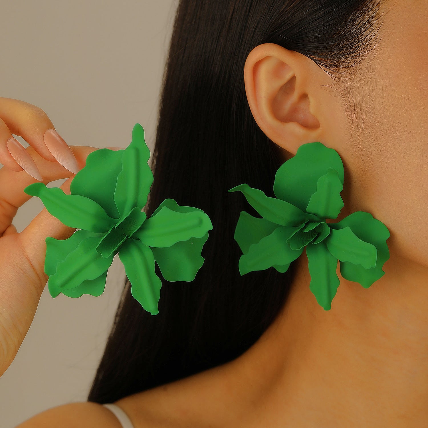 Wholesale Oversized Geometric Pleated Flower Earrings Party Wear Summer Vacation Chic Fashion Accessory Boutique Resale