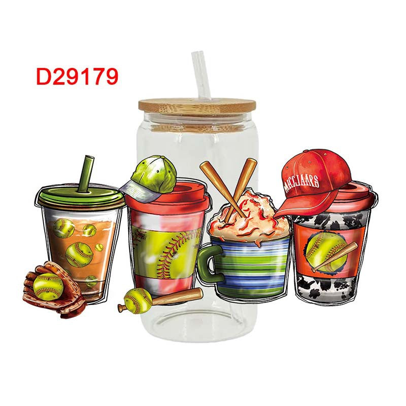 Wholesale Baseball and Football Sports Series 16oz Cup UV DTF Wraps