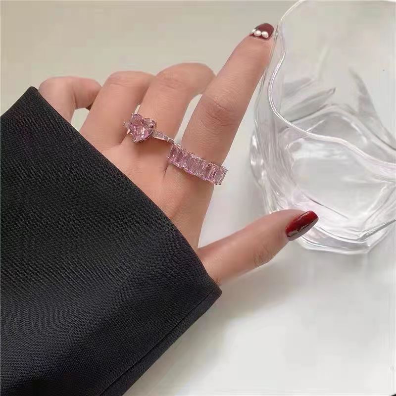 Wholesale Valentine's Day Pink Diamond Peach Heart Rings