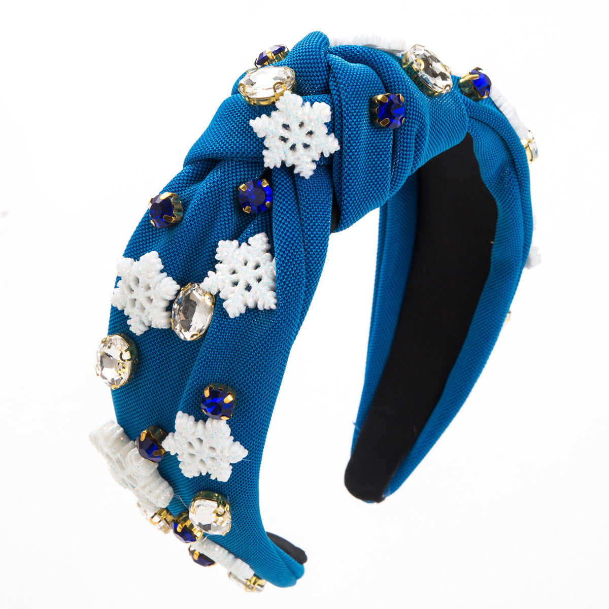 Wholesale The New Christmas Snowflake Fabric for Autumn and Winter Is Set with Diamonds and Wide-brimmed Headbands