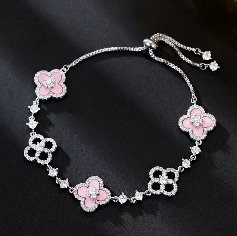 Wholesale Bracelet with Shiny Natural Lucky Four-Leaf Clover Luxury Jewelry