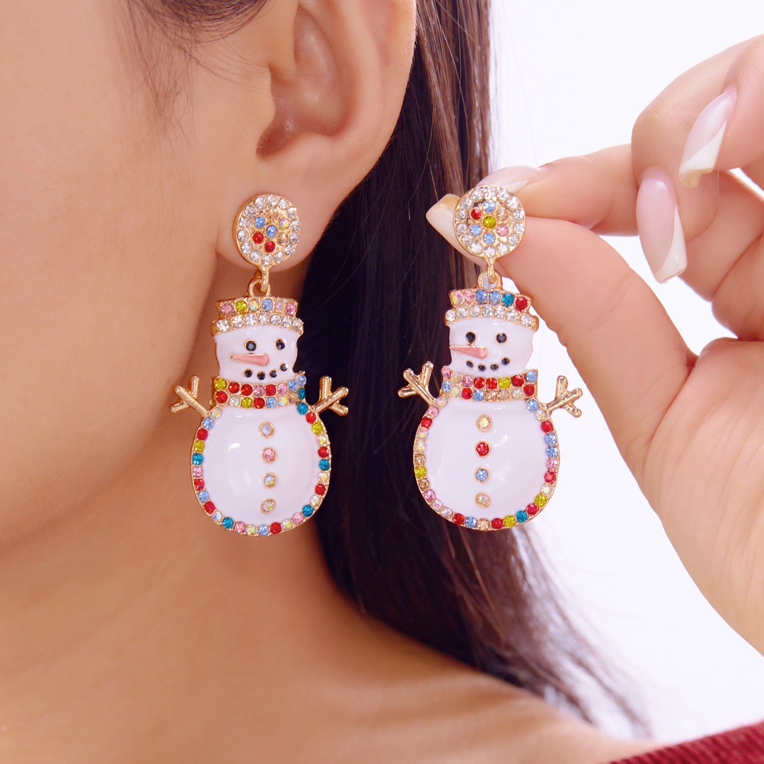 Wholesale Christmas red and green snowflake and snowman earrings