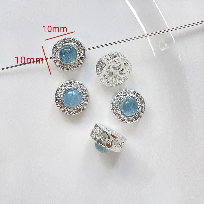 Wholesale Copper Silver-plated Color-preserving Natural Aquamarine DIY Bracelet Beaded Accessories Material