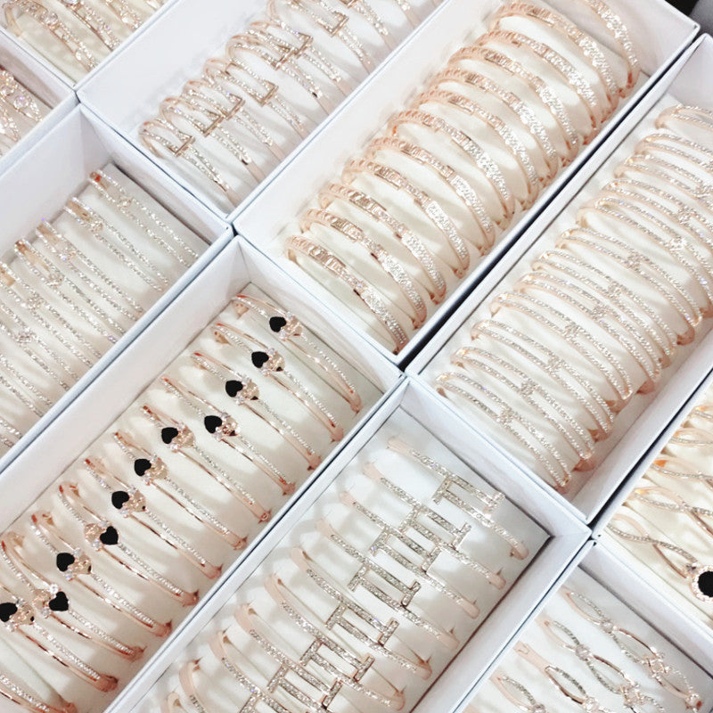 Wholesale12PCS/Pack Zircon Charm Minimalist Alloy Bracelet