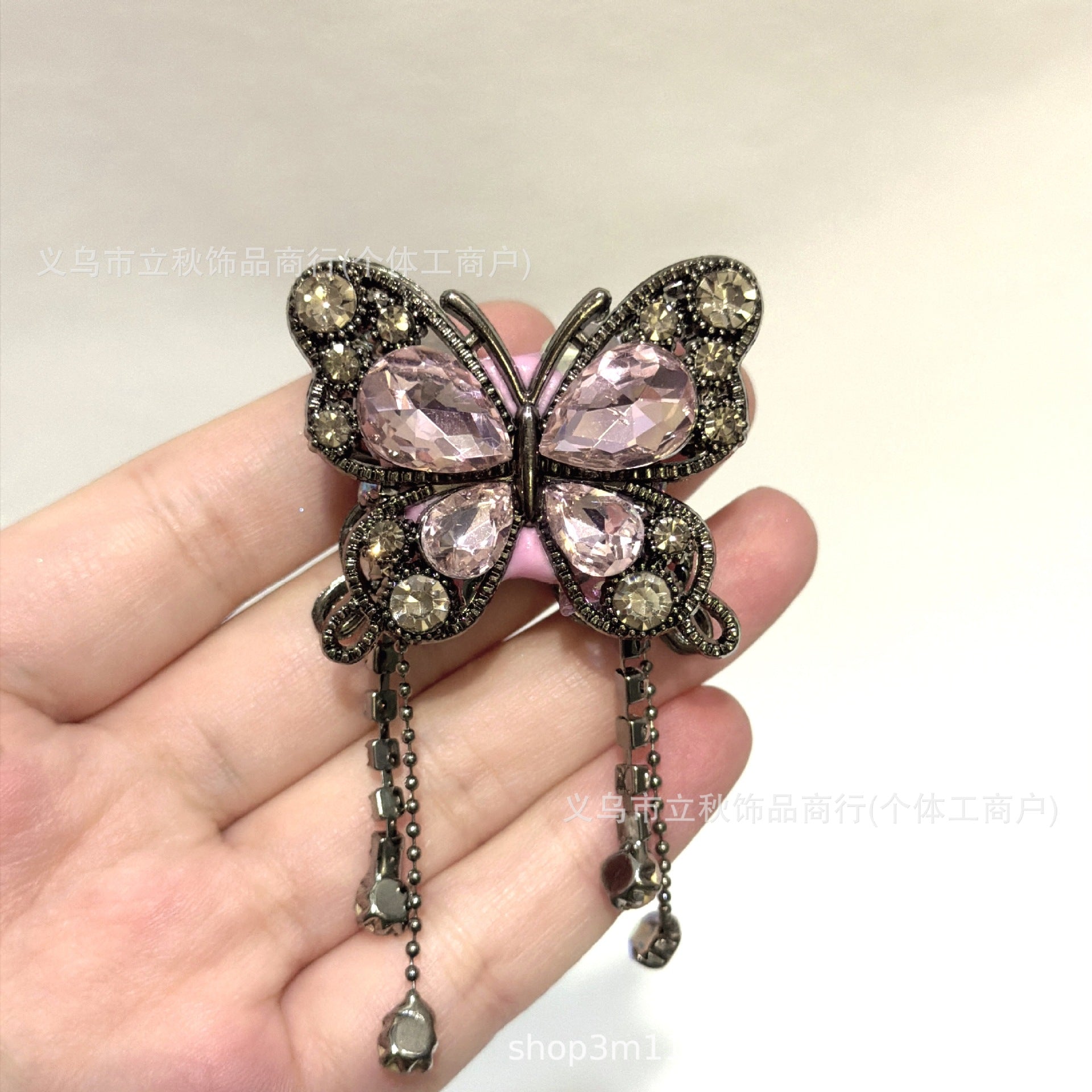 Wholesale 10pcs Soft ceramic three-dimensional butterfly crystal tassel beads