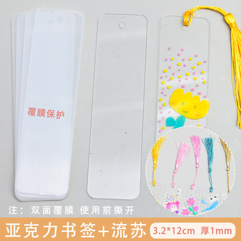 Wholesale Filigree Blank Acrylic DIY Rectangular Blank Color Tassel Bookmark