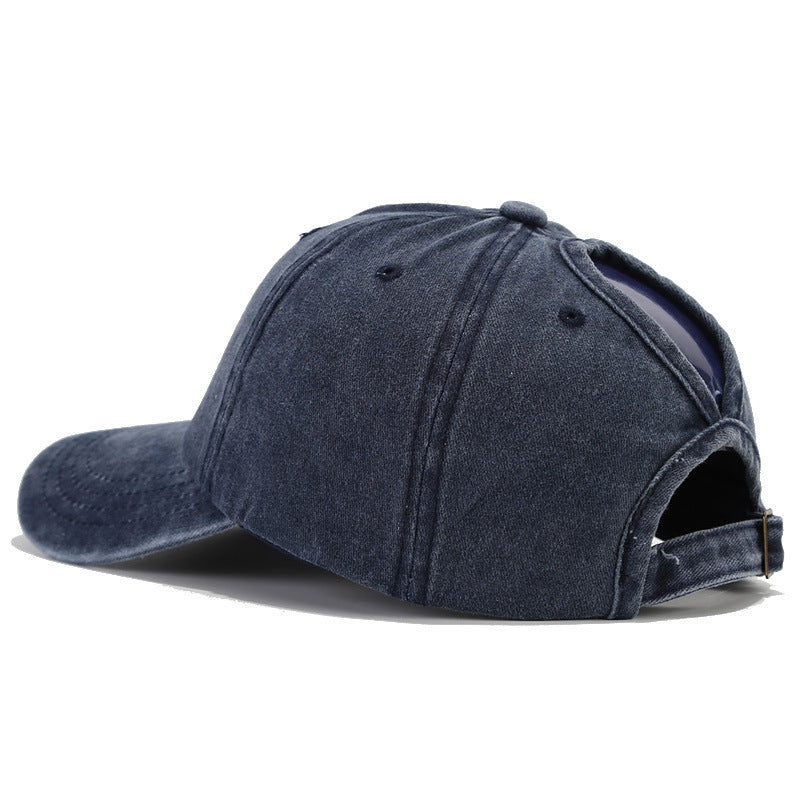 Wholesale Rockery Embroidery Washed Cotton Ponytail Baseball Cap