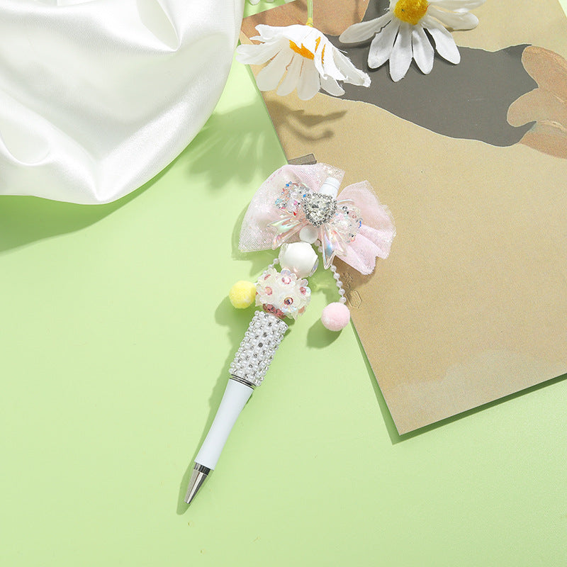 Wholesale  Beaded Pens Colorful Handmade Beaded Twisting Rhinestone Bow Ballpoint Pen