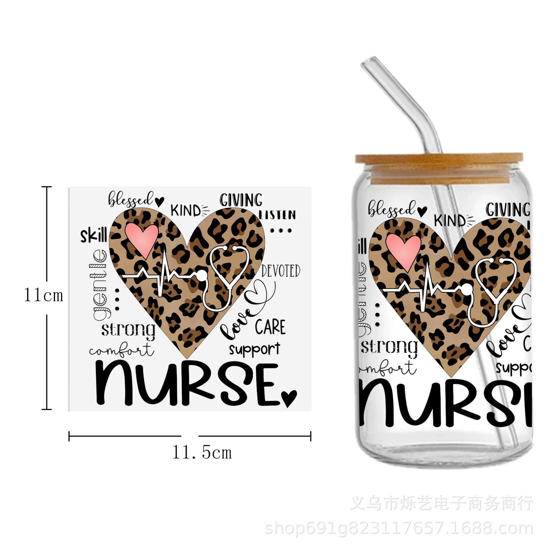 Wholesale Medical  Nursing  Doctor  Health Series  16oz Cup UV DTF Wraps