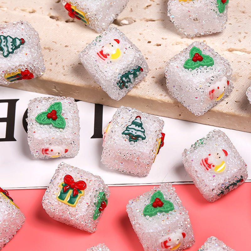 Wholesale 20PCS Christmas diy accessories rhinestone sugar beads square beads