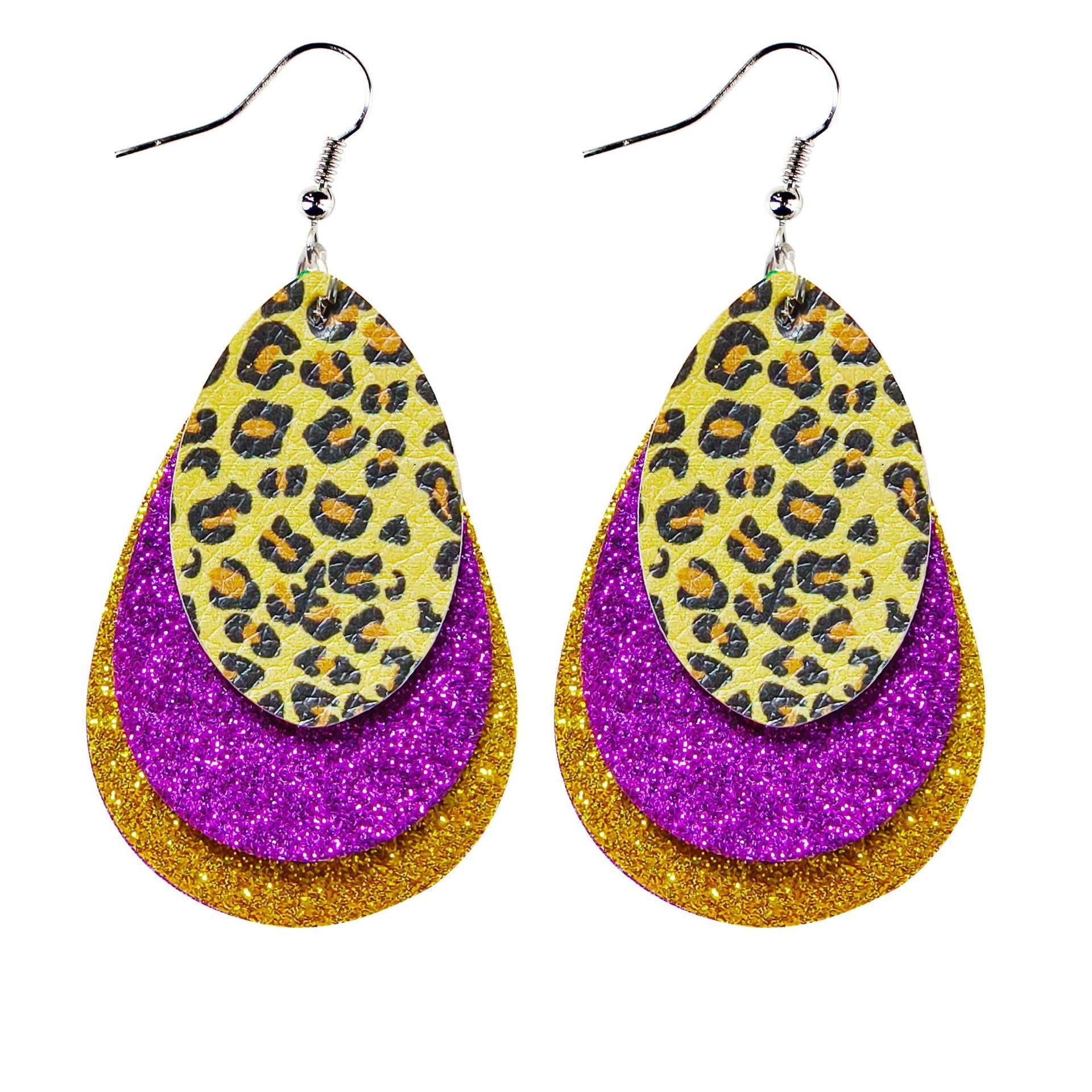 Wholesale Carnival Three-layer Leather Printed Powder Water Drop Leaves