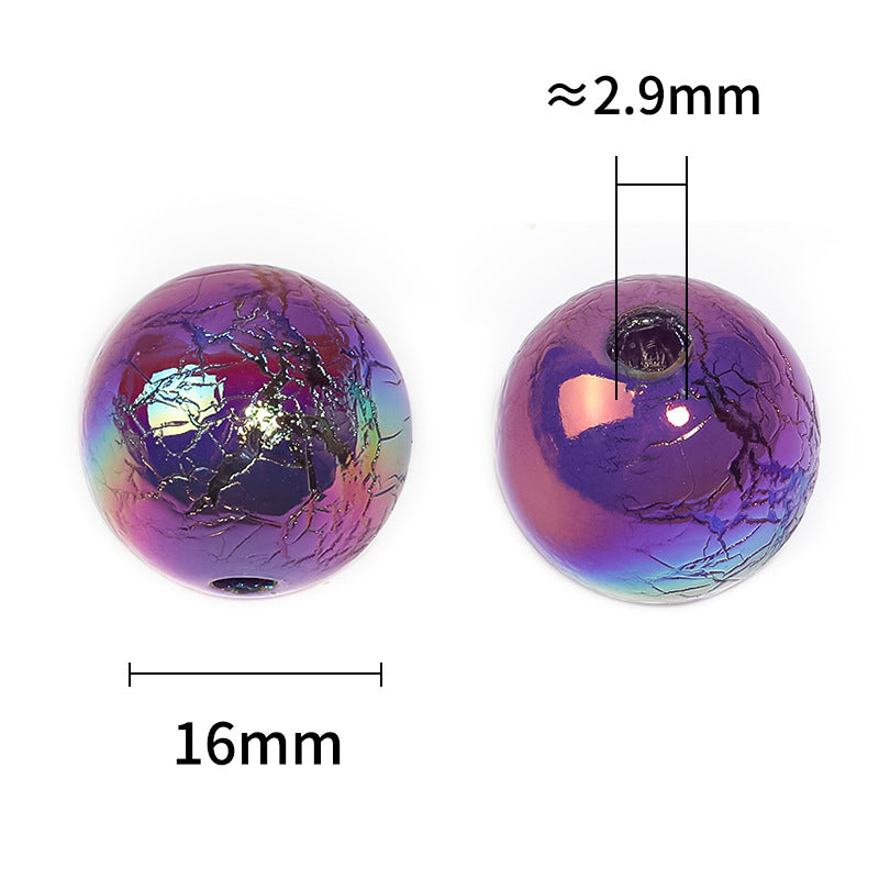 Wholesale 100pcs 16mm Spray Paint Crack Round Beads UV Electroplating Acrylic Diy Jewelry Beads