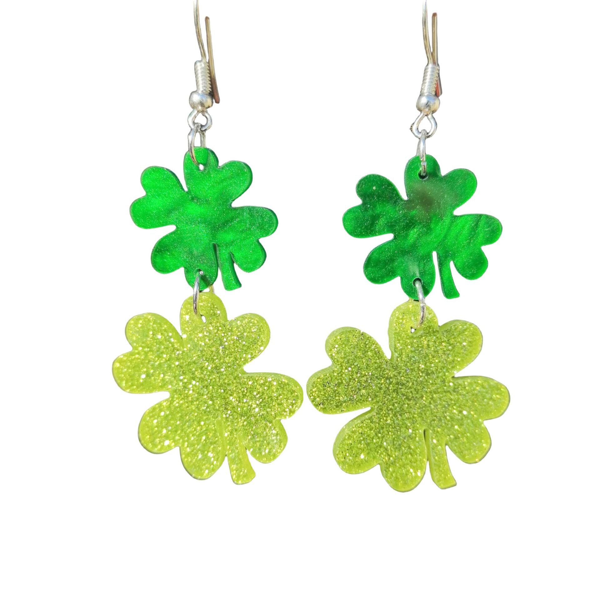 Wholesale St. Patrick's Day  Clover green clover acrylic earrings