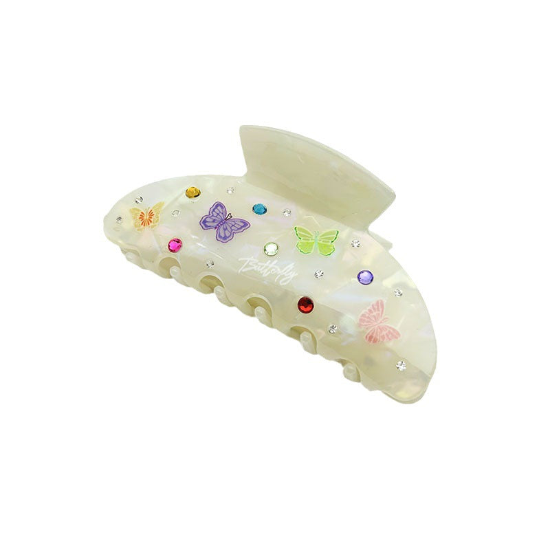 Wholesale Acetate Butterfly Painted Sweet Color Diamond Acrylic Hair Clip Headband