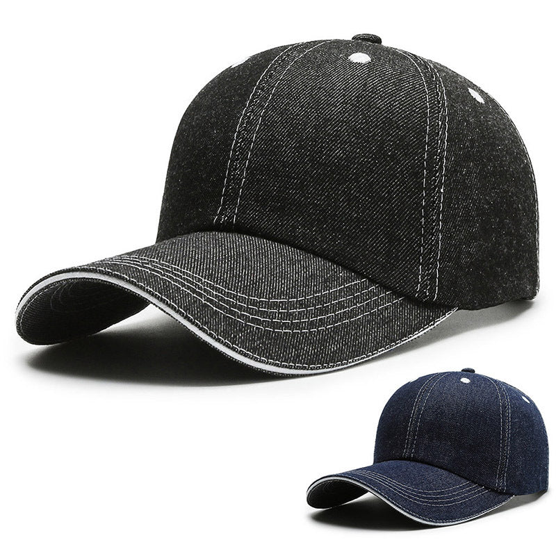 Wholesale Denim baseball cap outdoor solid color round top wide brim sun hat