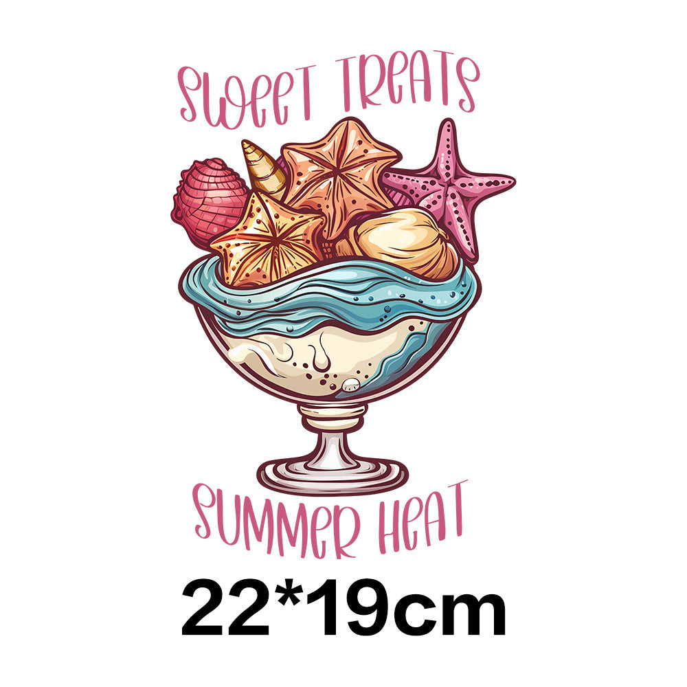 Wholesale 10pcs Summer Tropical Ice Cream UV DTF Ready to Press Transfers Wraps