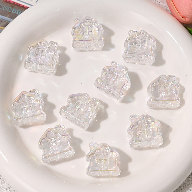 Wholesale 5pcs/pack Cartoon house straight hole beaded