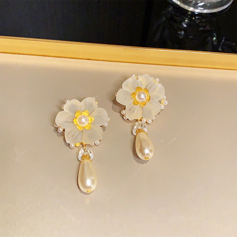 Wholesale 925 Silver Needle Crystal Flower Vintage Earrings