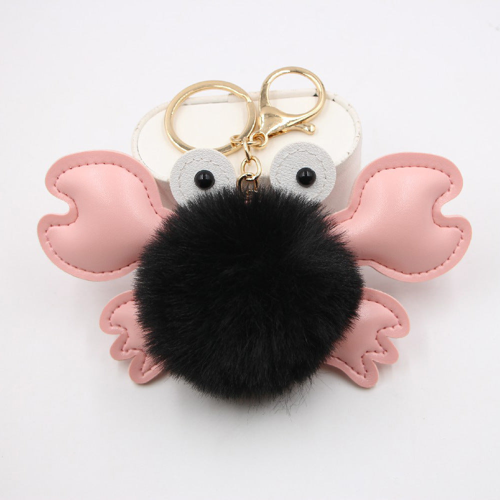 Wholesale Stylish White Leather Crab Pendant Keychain Bag Charm Decorative Gift Accessory