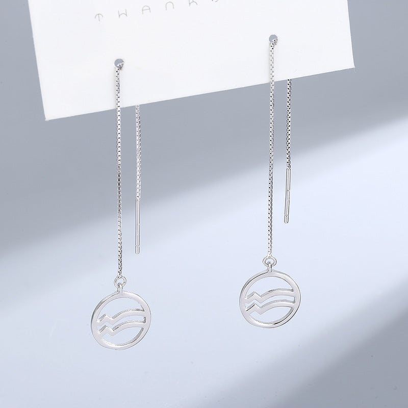 Wholesale S925 Sterling Silver Long Ear Line Twelve Constellation Valentine's Day Gift Tassel Earrings 925 Spring Earrings