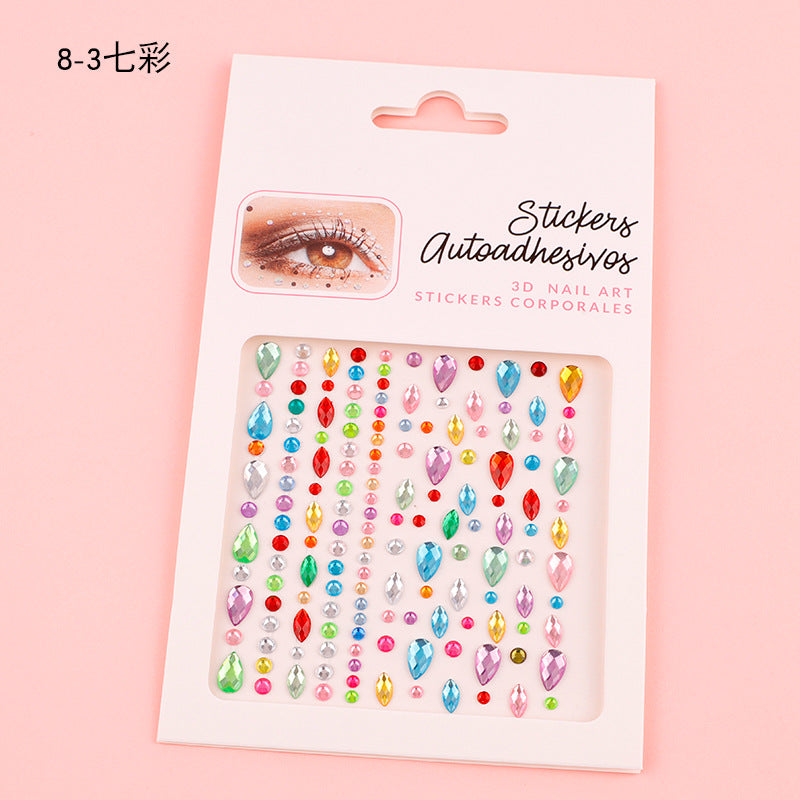 Wholesale Acrylic Rainbow Eye Makeup Gemstone Stickers