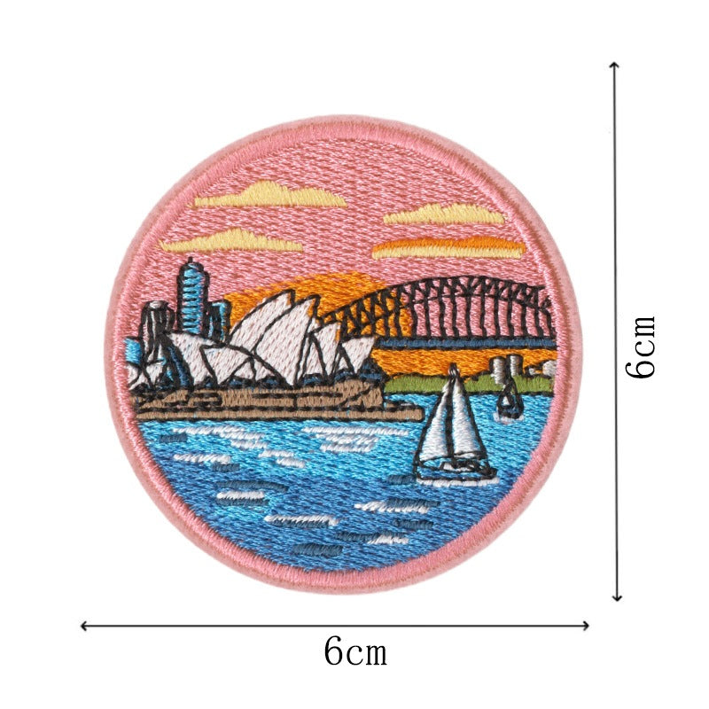 Wholesale World City Landmarks Iron On Embroidered Patches 9 Piece Set DIY Craft Supply Decorative For Clothes Backpack Journal Towel Fashion Accessory Gift