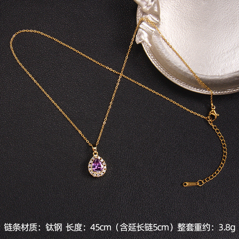 Wholesale Purple Zircon Necklace Heart Pendant Jewelry