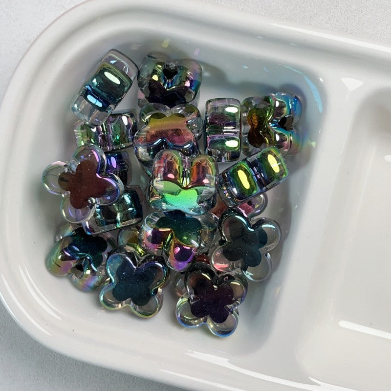 Wholesale 10pcs Acrylic Black Series Color Plated Loose Beads