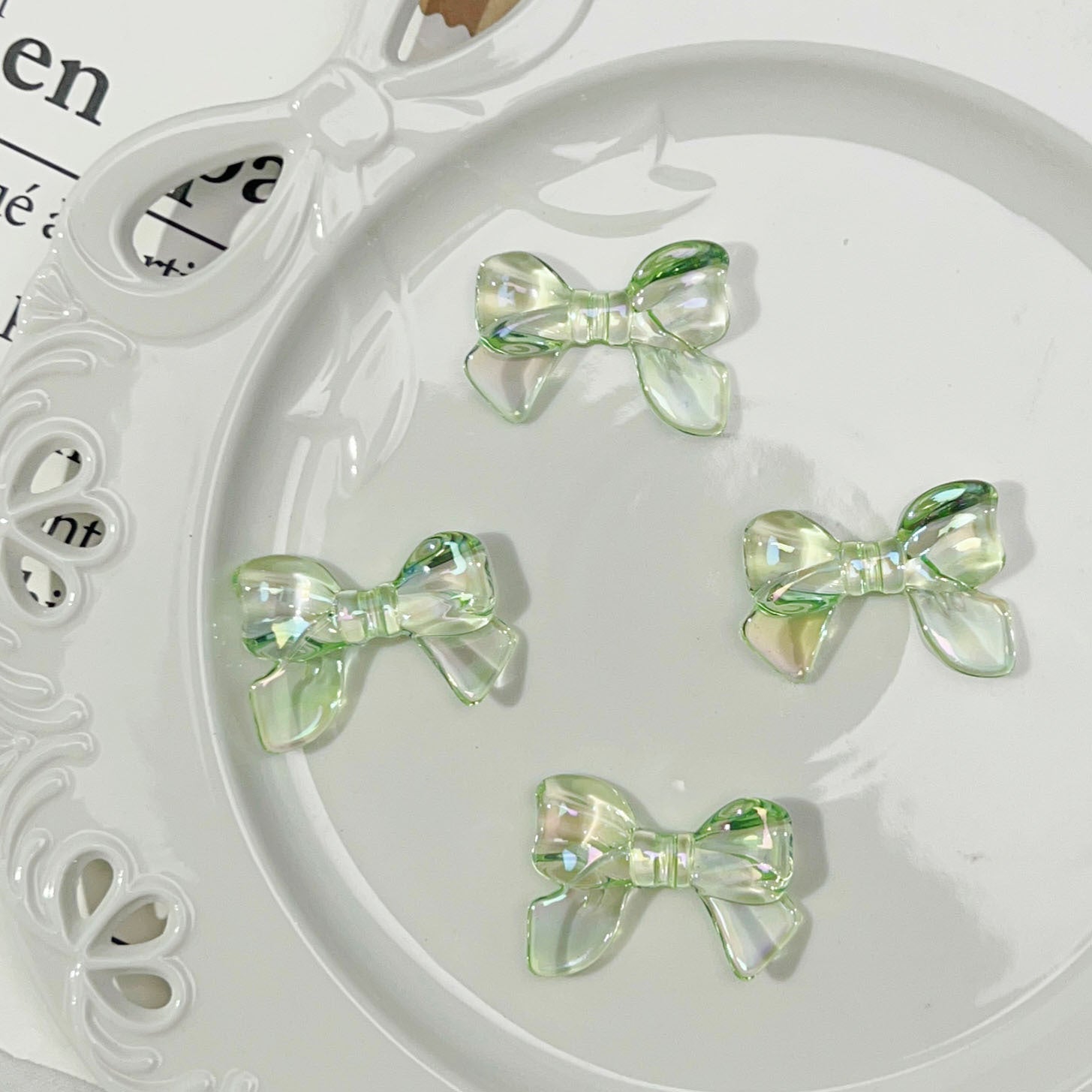 Wholesale 10pcs Bow Plastic Beads Hair Accessories Mobile Phone Beads
