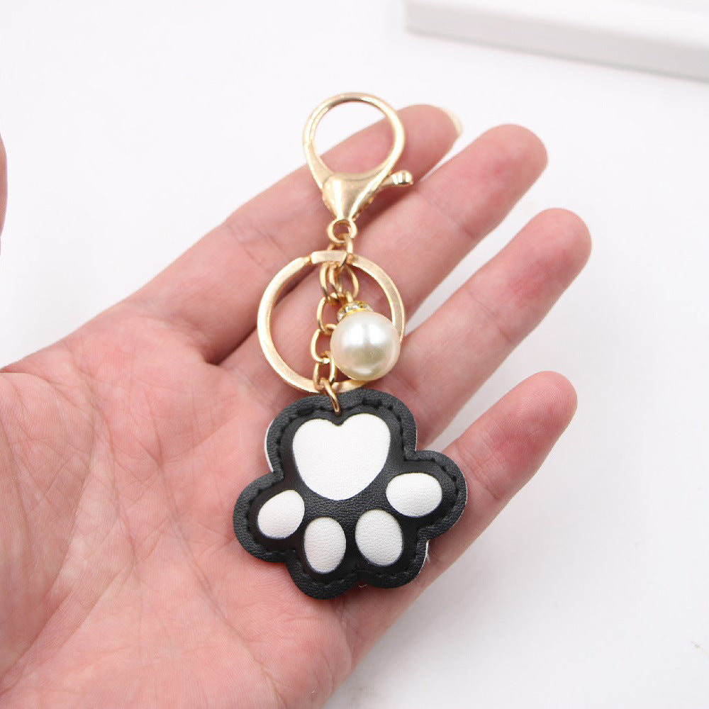 Wholesale Cotton Filled Cat Paw and Bear Paw Leather Keychains
