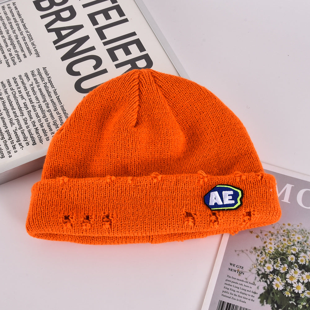 Wholesale Vintage Hole Knitted Melon Skin Hat