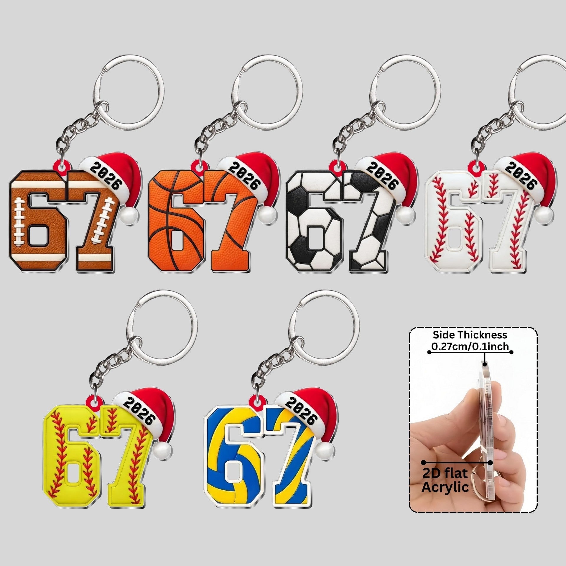 Wholesale  Ball 67 Pendant Acrylic 2D Plane Christmas  Pendant Acrylic Keychain