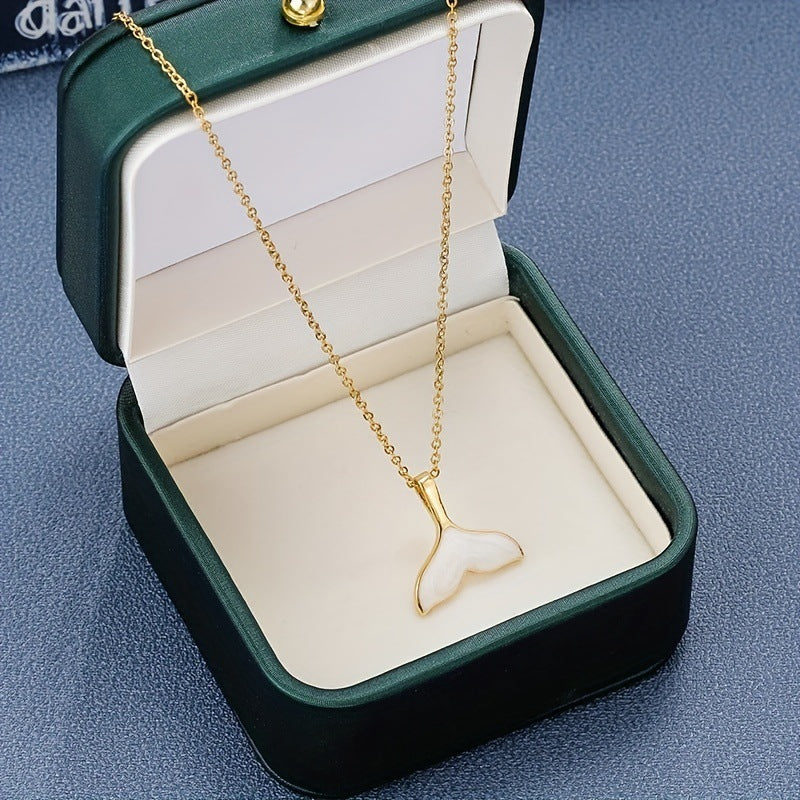 Wholesale 18k gold plated fashion fishtail dripping stainless steel necklace