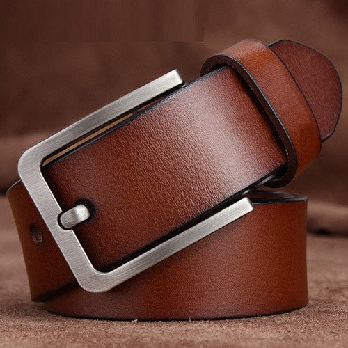 Wholesale Men' s Genuine Leather Belt  Retro Pin Buckle Waist Belt