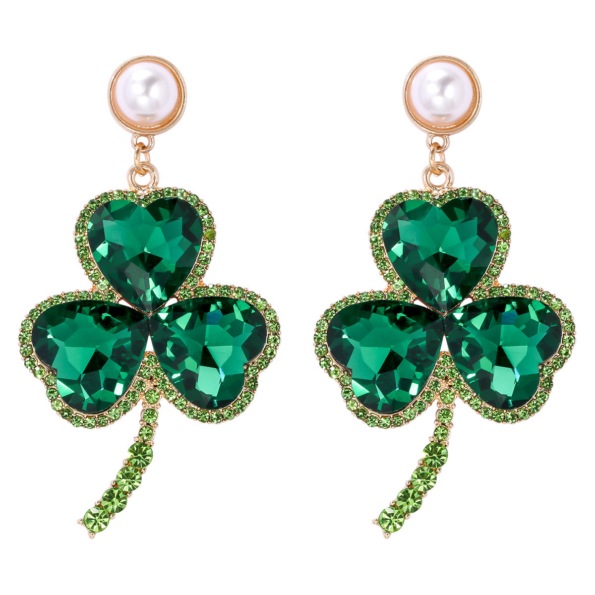 Wholesale St. Patrick's Day Clover Alloy Earrings