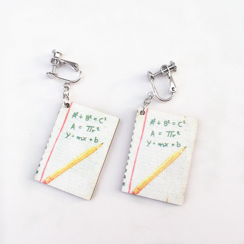 Wholesale Teacher's Day Books Paintbrushes Wooden Earrings