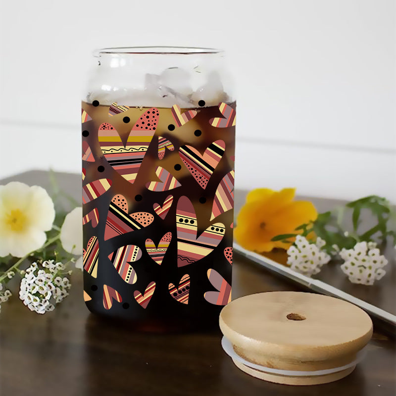 Wholesale Colorful Hearts  16oz Cup UV DTF Wraps