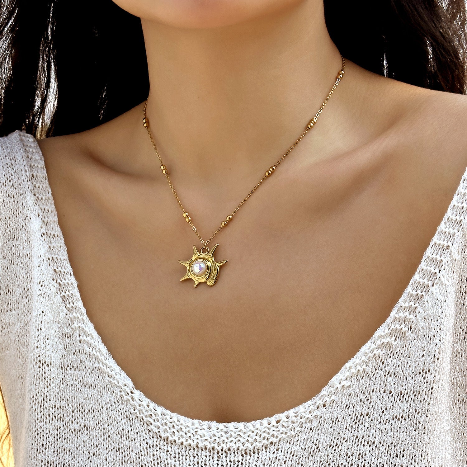 Wholesale Stainless Steel Ocean Series Necklace