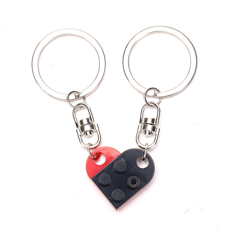 Wholesale Valentine's Day Splicing Block Love Plastic Keychains