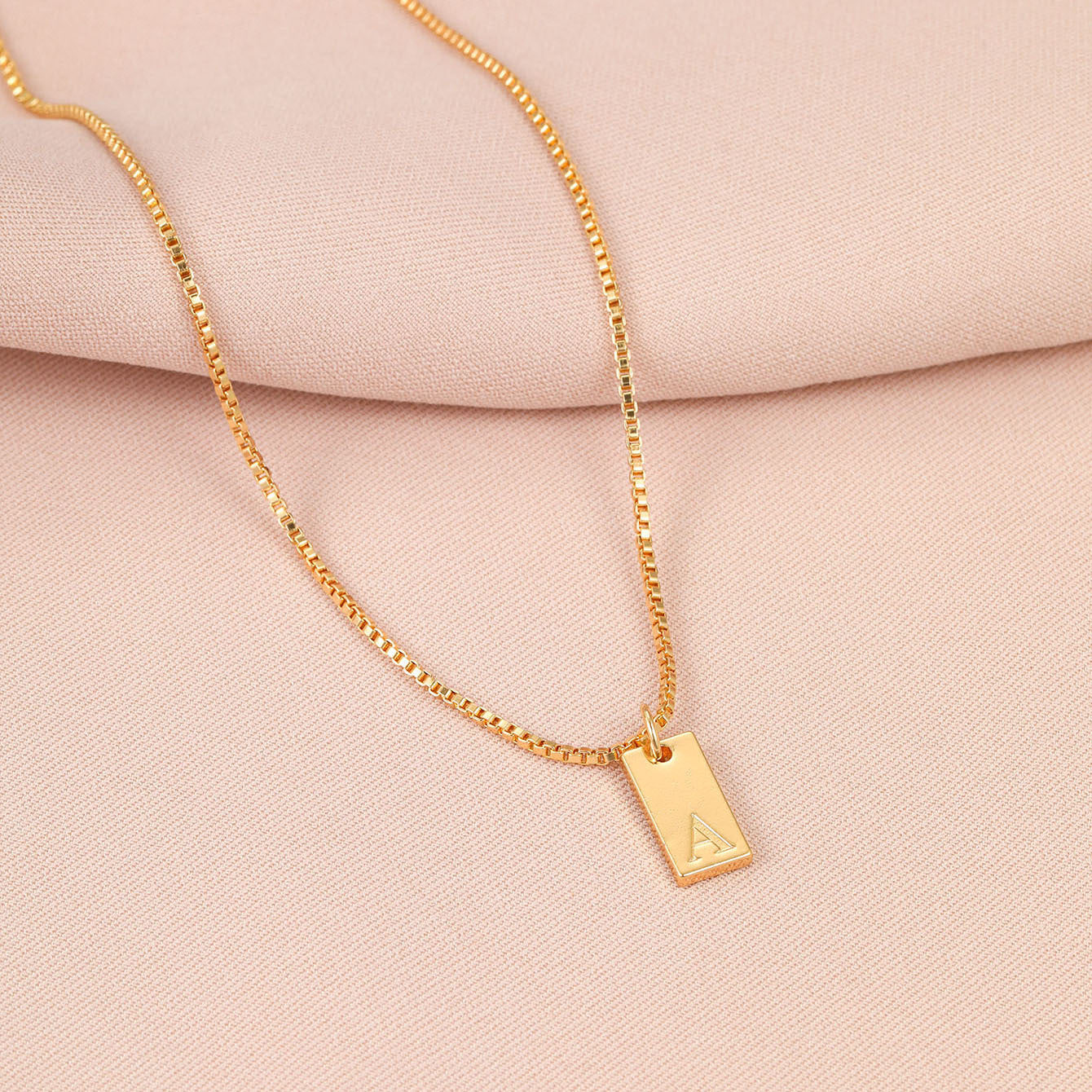 Wholesale 26 English Letter Square Necklace