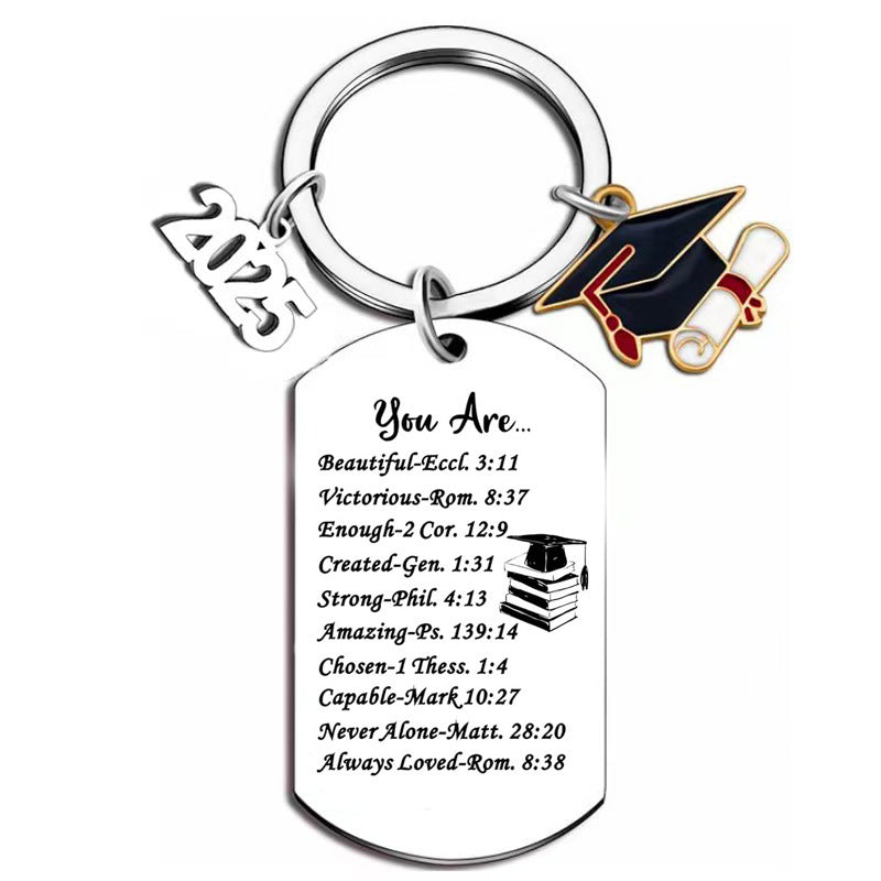 Wholesale Cross-border light luxury graduation season stainless steel keychain