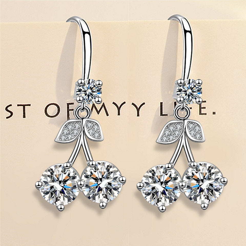 Wholesale Cherry inlaid medium length colored zircon earrings