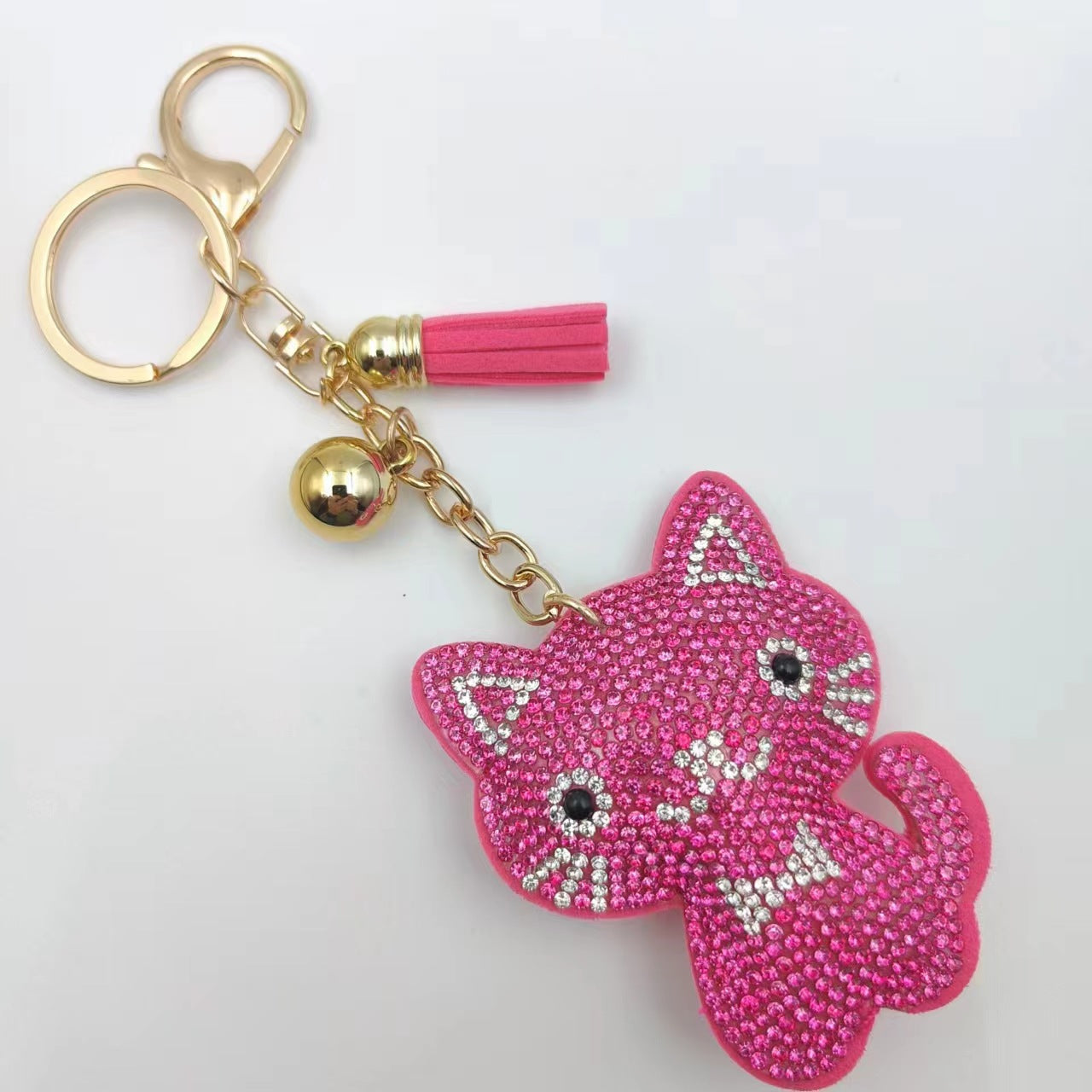Wholesale 12pcs Creative Cartoon Kitten Diamond Keychain