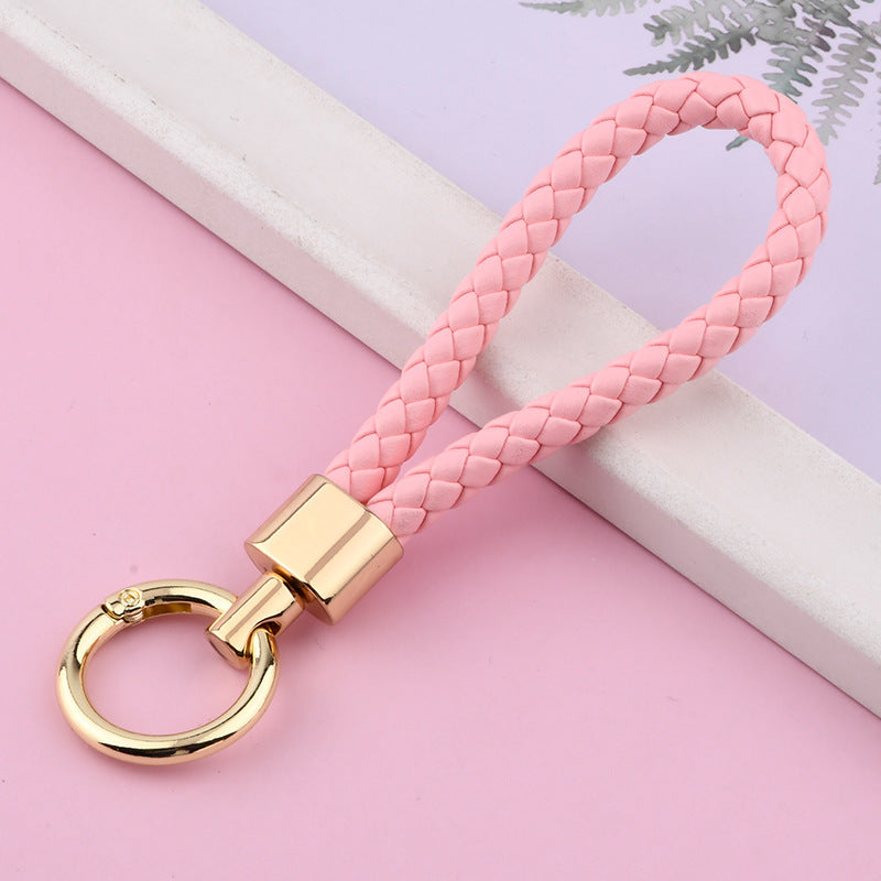 Wholesale PU Leather Woven Lanyard Keychain