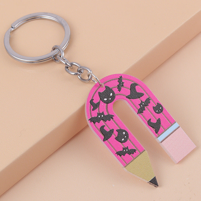 Wholesale Halloween Ghost U-shaped Pencil Acrylic Keychain